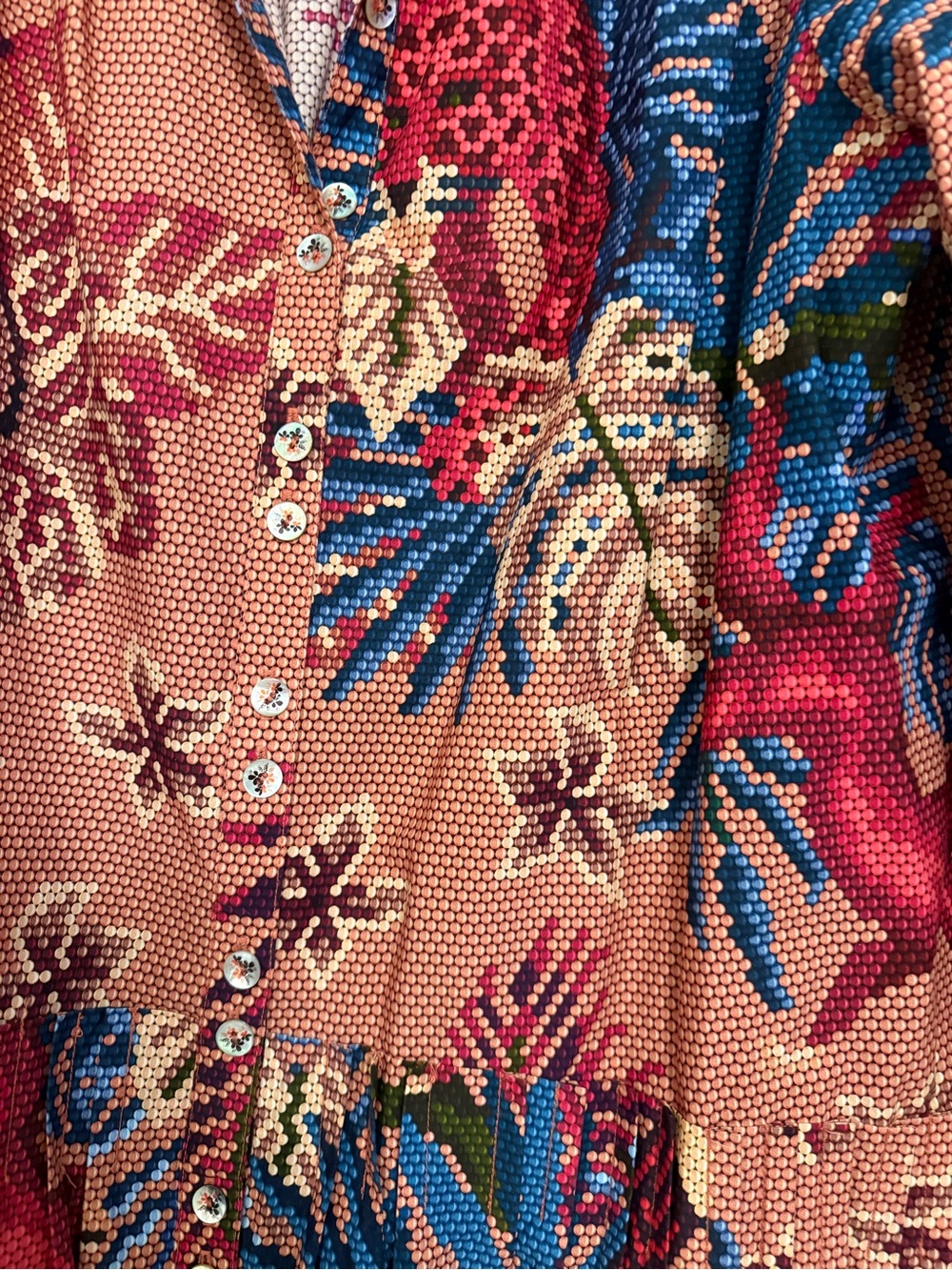 FARM Rio Beaded Forest Long Sleeve Cotton Minidress in Pink - Picture 4 of 9